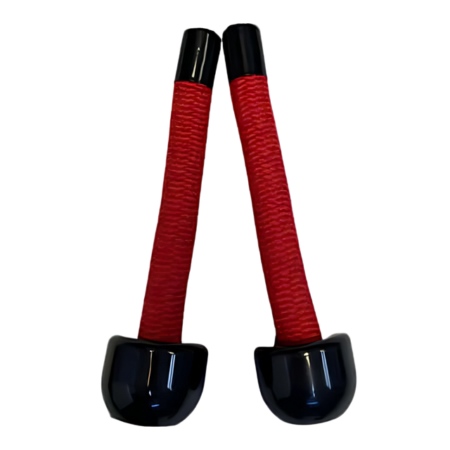 The Convertible Plus Tricep Rope 'Super Set' Attachment with red handles and black end caps, perfect for targeting triceps, is shown isolated on a white background.