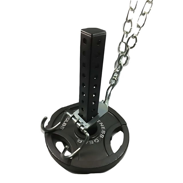 The 'Dual Mode' Weight Load Pin for EZ DIP and GRIP FREAK features plate shaft, chain, and snap link for versatile strength training. Compatible with EZ SQUAT HANDLES, it's ideal for expanded workout options.