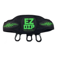 The E-Z DIP Belt with Chain, Dumbbell Hook, and Universal Plate Holder features black material with green text/designs and three hanging loops for easy dumbbell loading and fast weight changes during workouts.