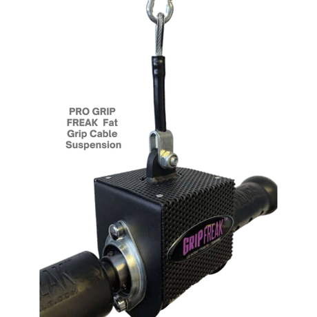 The GRIP FREAK Fat Grip Wrist Roller Forearm Workout Tool - Plate Holder features a durable cable, ideal for intense forearm and wrist exercises, and doubles as a dynamic fat grip wrist roller for versatile strength training.