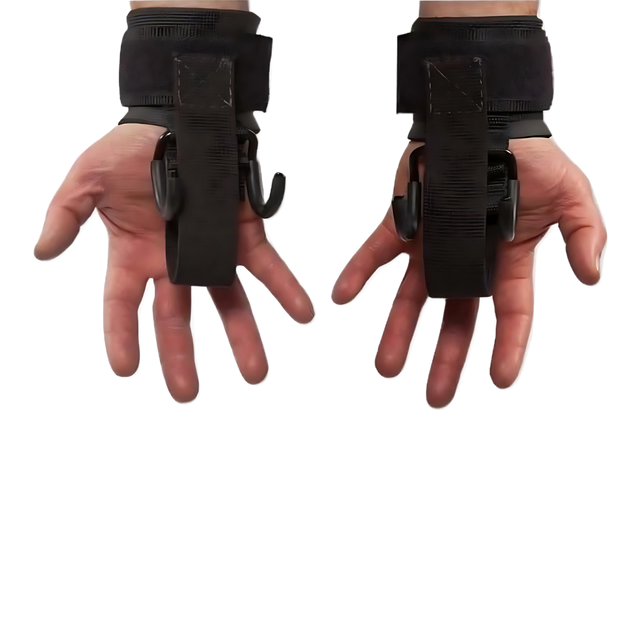 HAULIN HOOKS 'ORIGINALS' Hooks for Weightlifting Extreme feature black straps and metal palm hooks for extra support during deadlifts and other weightlifting exercises.