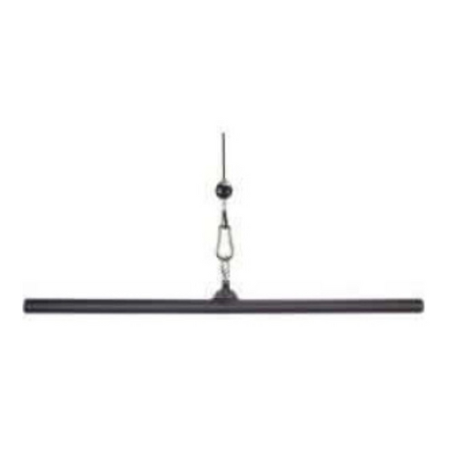 The HOG LEGS 48" FAT Lat Pulldown Straight Bar is a black hanging linear fixture with an adjustable suspension, designed to offer a wide-back ambiance and enhance any space with its sleek, modern look.