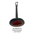 The HOG LEGS Weight Load Pins / Weight Plate Holders feature a silver metal plate with a handle, center logo, and "SILVER BLITZ baked Powder coat finish." Ideal for strength training and compatible with Olympic weight plates.