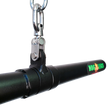 Close-up of the HOG LEGS 'Revolution' Fat Grip straight Curling Bar Gym Cable Attachment in black metal, featuring a non-slip grip, chain, and hook for secure muscle activation during workouts.