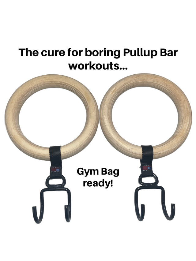 These GYMNASTICS RINGS Pull up Handles Roman Ring Pull Up Grips feature sturdy hooks and comfortable wooden handles, offering a fun alternative to standard pull-up bar workouts.