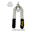 The Massive BULL TAIL 2" Tricep Attachment Tricep Rope Extreme! is a black and white twisted cable machine attachment with "GRIP COAT" text, designed to enhance grip strength during workouts.