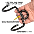 A hand holds a black metal Patented DIPPING BELT HOOK for Dip Belt with Chain, featuring interlocking hooks and a yellow key trapped inside.