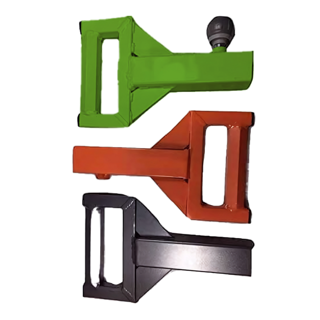 Three SHRUG PRO Freestanding Hex Bars Trap Bar Barbells without rollers in green, red, and black, arranged vertically—ideal for shrug farmers walk platforms with durable commercial steel construction.