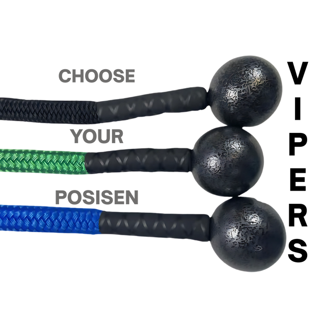 The TRICEPS ROPE CABLE Extreme Performance Viper / Twisted Sisters comes in black, green, and blue with "CHOOSE YOUR POSISEN" above—crafted for next-level durability and strength.