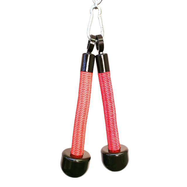 The TRICEP ROPE EXTREME 'Convertible' Rope for Triceps Yoke features commercial-grade build, black end caps, and a metal attachment—perfect for tricep extension exercises on any gym equipment.