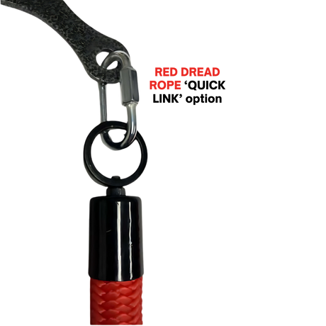 Close-up of a red Tricep Rope Dynamic TRD Cable Attachment for Gym Yoke with a black handle and metal carabiner, designed to enhance muscle activation during your workouts.