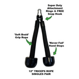 The CONVERTIBLE PLUS Tricep Rope 'Super Set' Attachment includes hand stops and a 'soft braid' with a 'super duty' hook, perfect for targeting triceps. It’s ideal for super sets and comes with a lifetime replacement warranty for peace of mind.