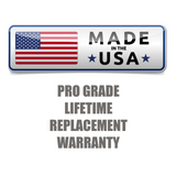 Badge with US flag stating "Made in the USA," offers a "Pro Grade Lifetime Replacement Warranty" and highlights our CONVERTIBLE PLUS Tricep Rope 'Super Set' for focused triceps workouts.