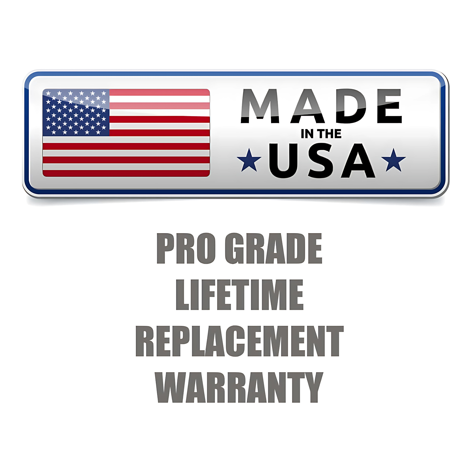 A "Made in the USA" label with an American flag and text: Pro Grade Lifetime Replacement Warranty for Convertible Plus Tricep Rope 'Super Set' Tricep Attachment with Removable Snap Hooks, designed for triceps targeting.