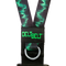 Black DELT-BELT Handle Straps for Cable Machine Upright Rows plus! feature a green zigzag pattern and metal ring, ideal as support for Dumbbell Upright Row, Barbell, or Multi-Exercise Handles. Displayed on transparent background.