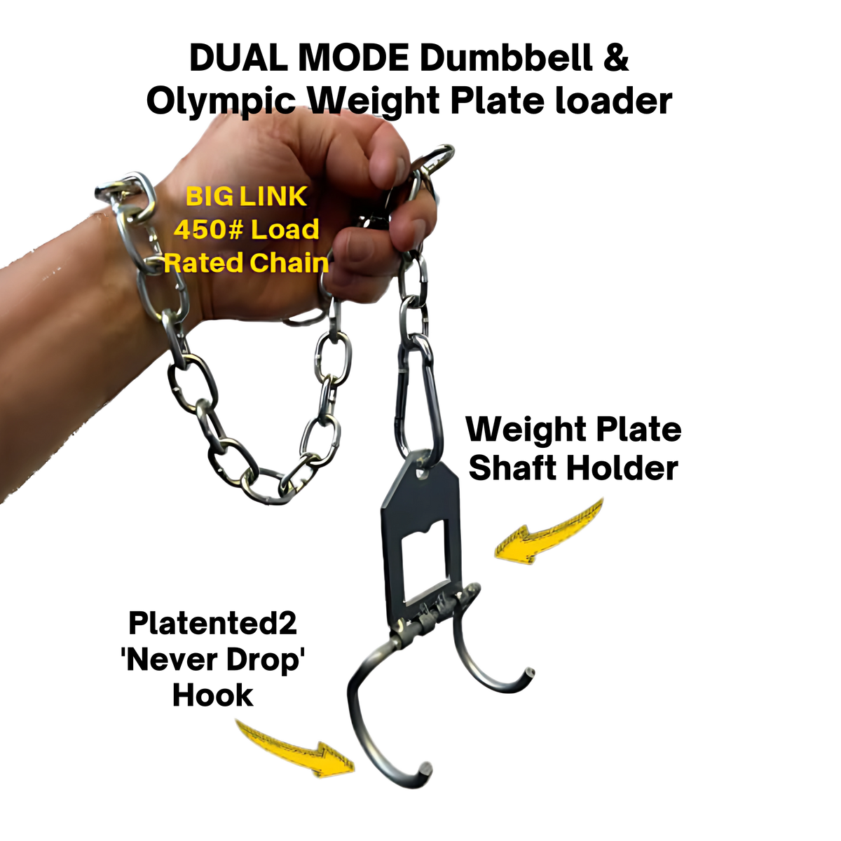 dumbbell fish hook hold exercise Dual Mode Dumbbell Hook assembly and Snap Link