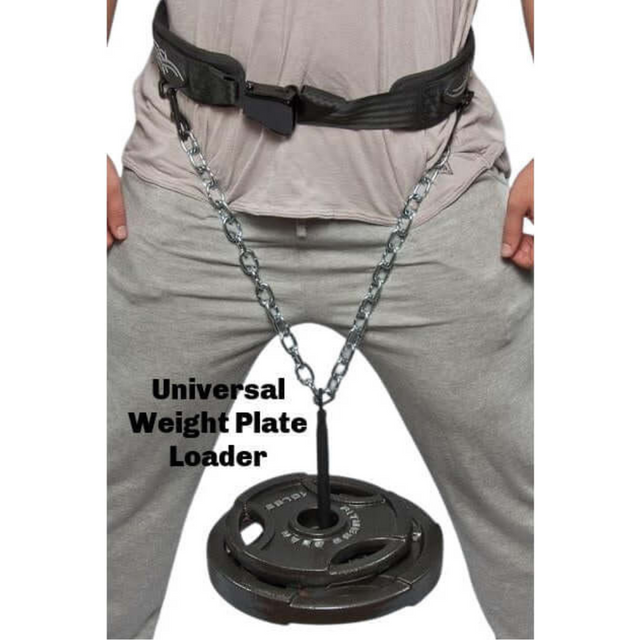 By using the E-Z DIP BELT with Chain, PULL UP and BELT SQUAT Belt, a person can enhance their workout efficiently, allowing seamless progression in exercises like weighted triceps dips with its universal weight plate loading feature.