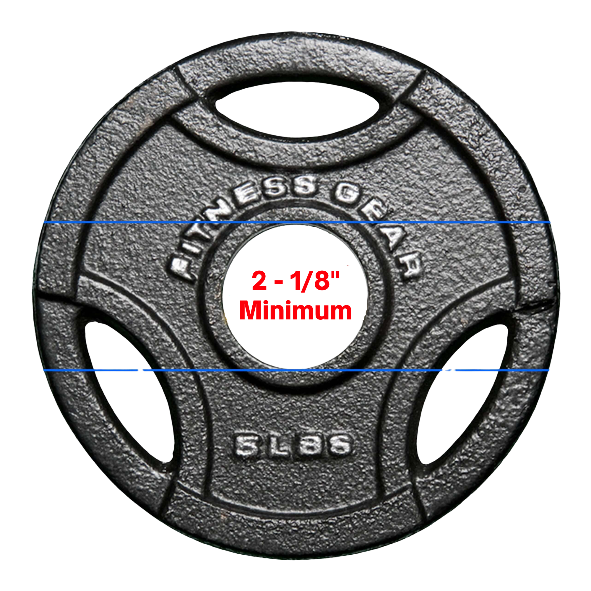 An EZ SQUAT Combo Pac Free Weight Glute Exercises Handle featuring "2 - 1/8'' Minimum" text in red at the center and weighing 5 lbs.