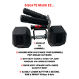 The EZ SQUAT Dumbbell Gym Equipment for Legs Squat Handles features a “SQUATS MADE EZ…” label with a blank numbered list below—perfect for tracking squat progress or planning fitness classes using its innovative handles.