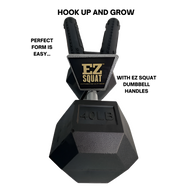 The EZ SQUAT Dumbbell Gym Equipment for Legs Squat Handles pairs with a 40-lb hex dumbbell and features two upright grips—perfect for squats and strength training at home or in fitness classes.