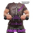A person demonstrates the GRIP FREAK Fat Grip WRIST ROLLER Forearm Workout Tool, intently following instructions with the text "Freak Out!" above.