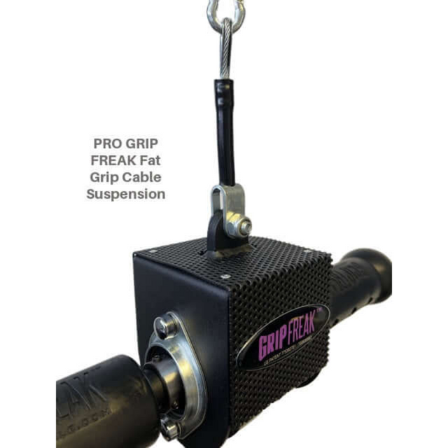 Close-up of a GRIP FREAK Fat Grip WRIST ROLLER Forearm Workout Tool showcasing bold branding. Designed for enhanced performance, it complements Crushing Grip Torque and wrist roller exercises seamlessly.