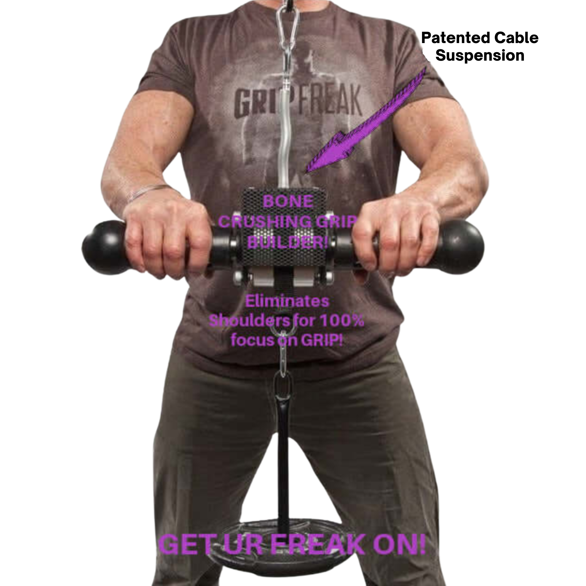 Man using the GRIP FREAK Fat Grip Wrist Roller Forearm Workout Tool - Plate Holder, demonstrating effective forearm exercises and highlighting its powerful grip-building benefits.