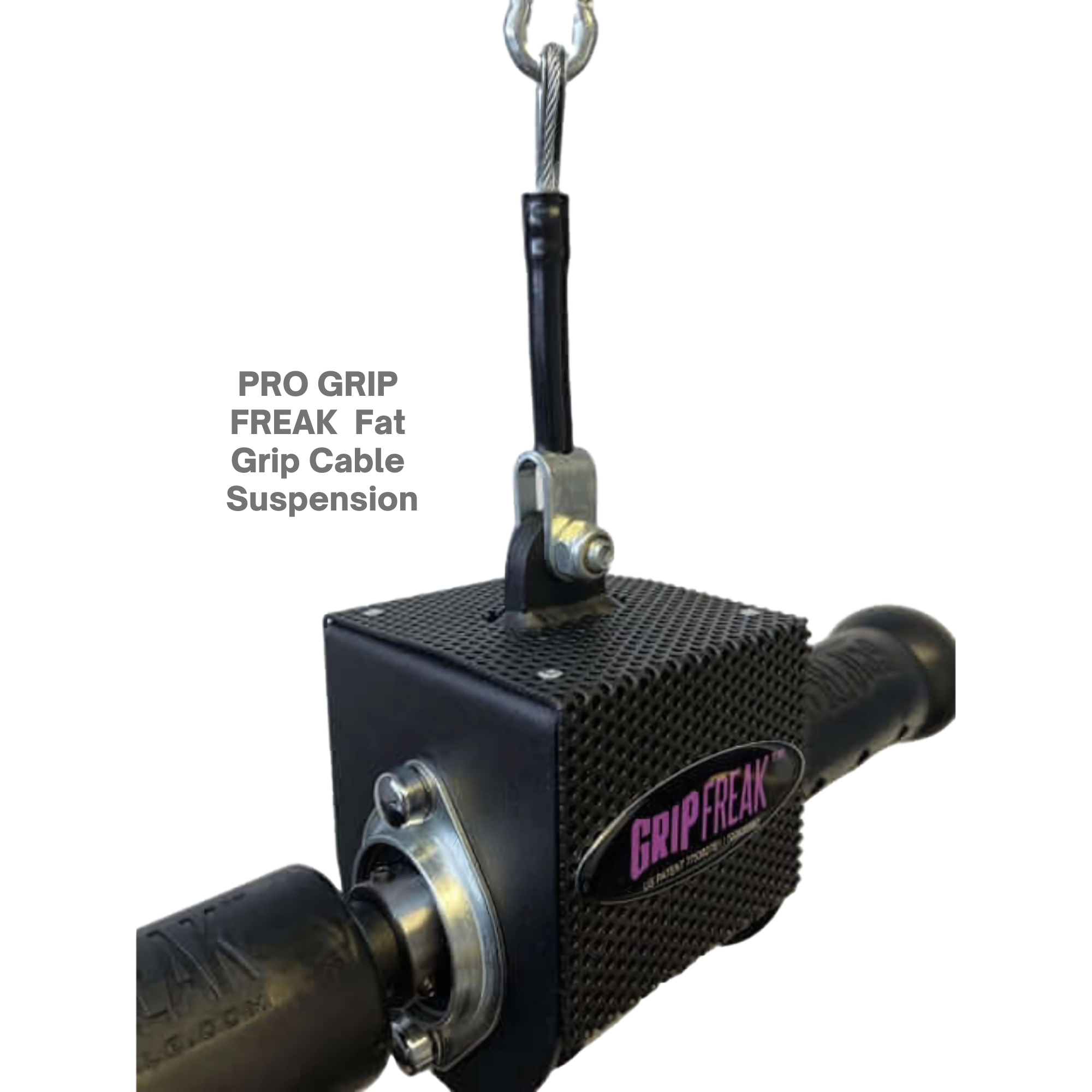 The GRIP FREAK Fat Grip Wrist Roller Forearm Workout Tool - Plate Holder features a durable cable, ideal for intense forearm and wrist exercises, and doubles as a dynamic fat grip wrist roller for versatile strength training.