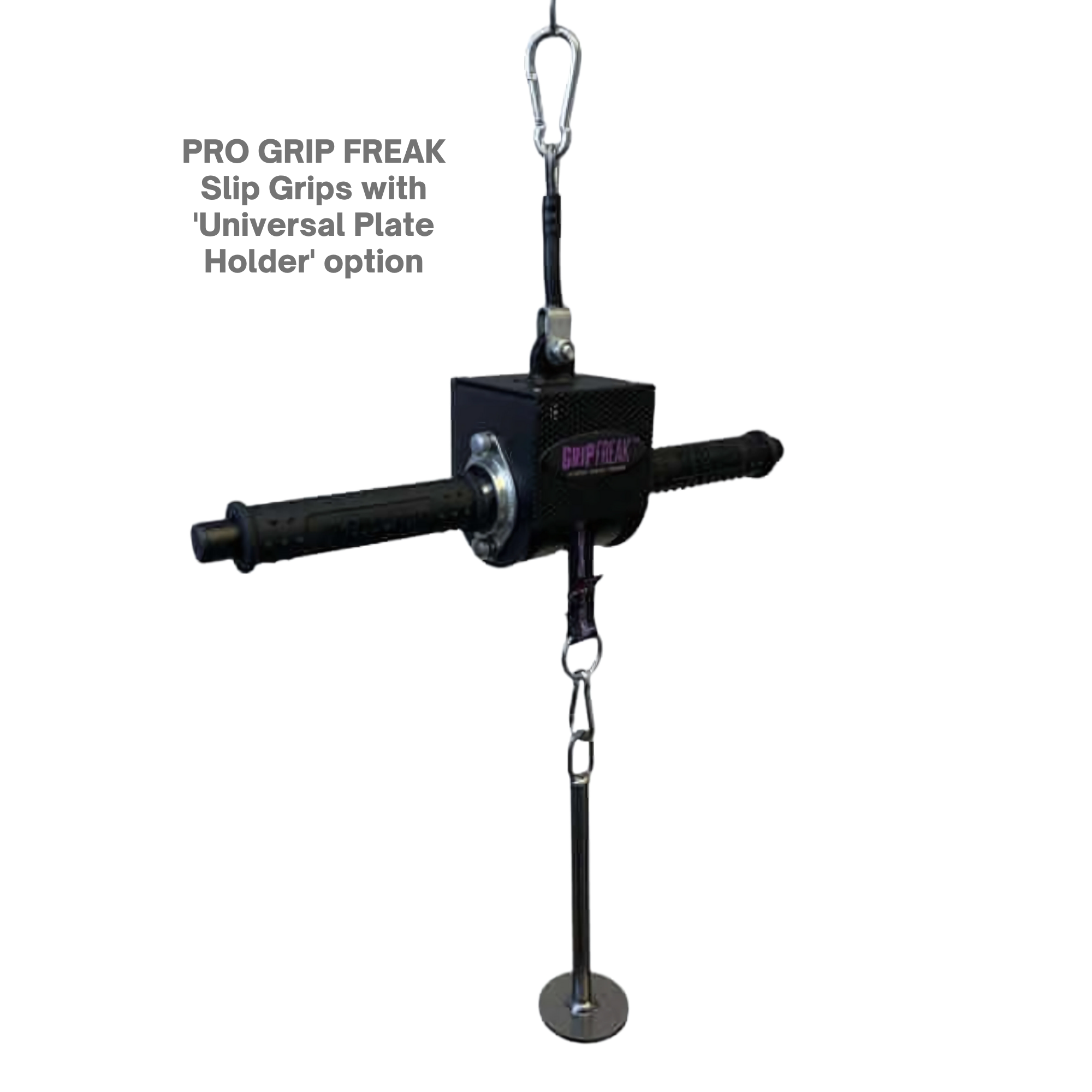 The GRIP FREAK 'Slip Grip' Brutal Hand Grip Strengtheners with Plate Holder (N/C) are perfect for intense forearm workouts and enhancing grip strength during training sessions.