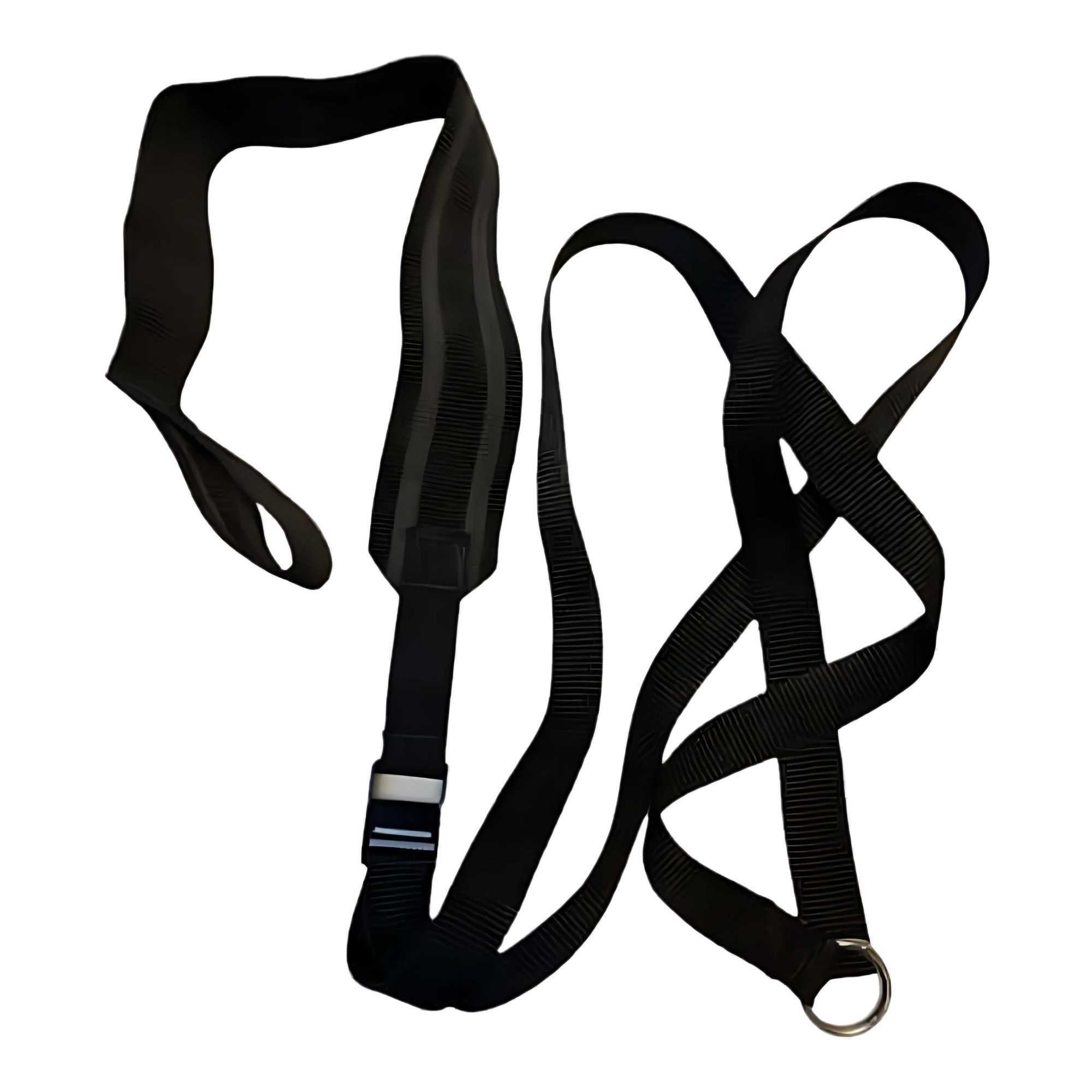 The GRIP FREAK Universal Suspension Strap System features an adjustable black strap with metal ring and loops, perfect for exercise, physical therapy, or forearm grip training routines.