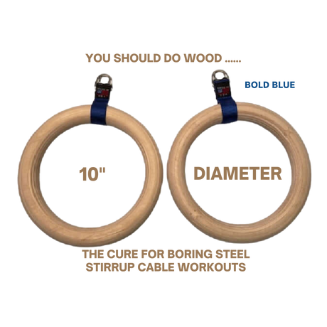 A pair of Gymnastic Rings Cable Machine Handles for Roman Ring Workout, featuring durable straps and 10" wood rings. Shown on a black background with bold text—ideal as gym rings or versatile cable machine handles for workouts.