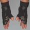Close-up of two hands wearing HAULIN HOOKS GLOVES 'Mens', featuring black and gray fingerless design, wrist support, and durable goatskin construction.