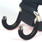 Close-up of black HAULIN HOOKS Gripper Tubes strap with two metal hooks for gripping or carrying, ideal for barbell and dumbbell workouts. The abrasion-proof latex ensures durability during intense exercises.