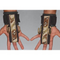 Two hands wearing HAULIN HOOKS 'PROFESSIONAL' black camo wrist straps with large hooks face upward, offering excellent neoprene wrist protection ideal for deadlifts.