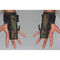 Two hands wear HAULIN HOOKS 'PROFESSIONAL,' neoprene wrist protection straps in camo pattern, with durable hooks facing outward.