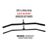 The HOG LEGS 'Forty Eight' is a versatile cable attachment featuring an angled lat pull-down bar with FAT & Slim Grip and a baked powder finish, perfect for enhancing muscle stimulation during your exercises.