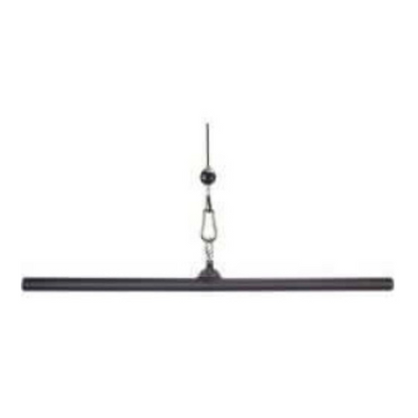 The HOG LEGS 48" FAT Lat Pulldown Straight Bar is a black hanging linear fixture with an adjustable suspension, designed to offer a wide-back ambiance and enhance any space with its sleek, modern look.