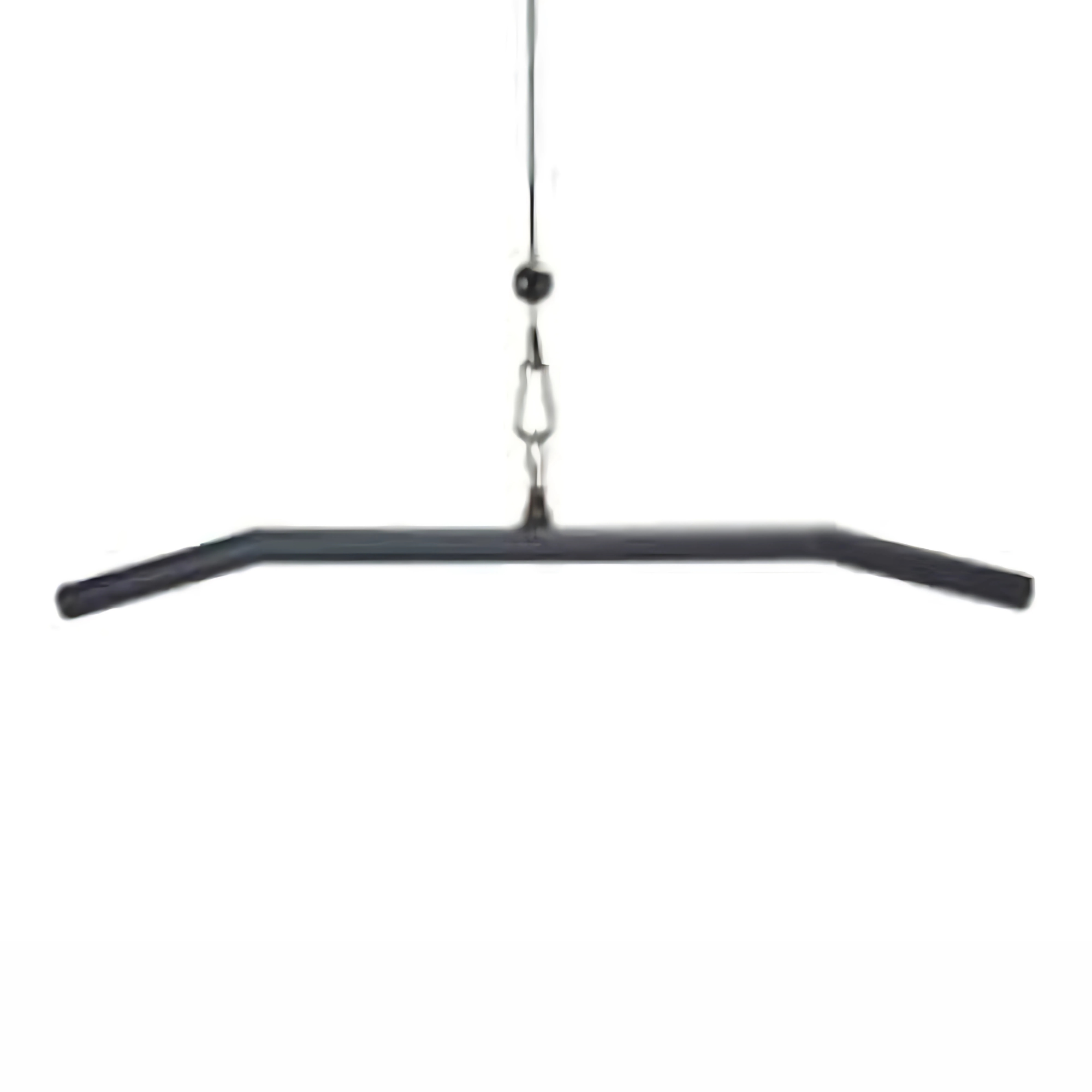 The HOG LEGS 'BOSS HOG' Sixty Inch FAT Lat Pulldown Bar cable attachment hangs against a plain white background, showcasing its commercial grade black metal construction.