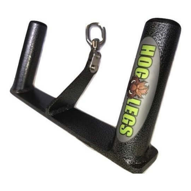 The HOG LEGS 'Back Pac' LEGIT Cable Machine Attachments Set features a metal handle with "Hog Legs" logo, a top crossbar clip, and USA Made Commercial Grade quality ideal for FAT GRIP Training Angles.
