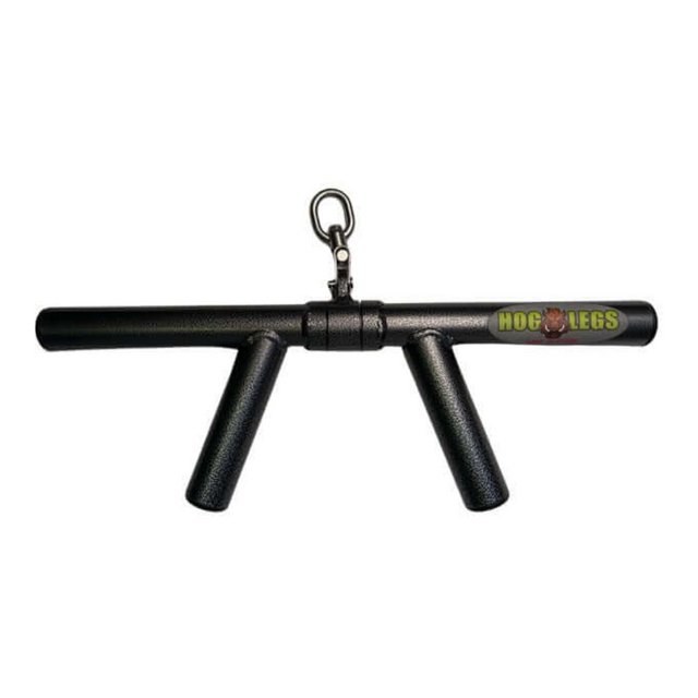 The HOG LEGS 'Boar Tusk' Fat Grip Curling Bar is perfect for enhancing workouts by precisely targeting forearms and biceps, featuring two handles and a swivel hook on top.