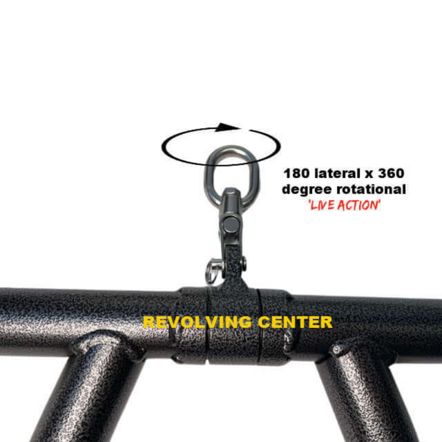 The HOG LEGS 'Boar Tusk' Fat Grip Curling Bar features a swivel joint and is labeled "180 lateral x 360 degree rotational," designed to efficiently engage forearms and biceps on a sturdy metal frame.