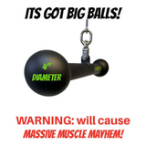 The HOG LEGS Hog Balls Upper Body Exercise Equipment Bar features 4" diameter black balls and an attached chain, delivering commercial-grade muscle mayhem with unmatched upper body focus!.