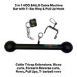 The HOG LEGS Hog Balls Upper Body Exercise Equipment Bar features a black metal bar with rounded ends, chain cuff, and bracket—ideal for muscle activation and upper body workouts.