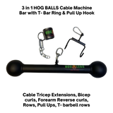 The HOG LEGS Hog Balls Upper Body Exercise Equipment Bar features a black metal bar with rounded ends, chain cuff, and bracket—ideal for muscle activation and upper body workouts.