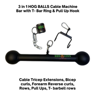 The HOG LEGS Hog Balls Upper Body Exercise Equipment Bar features a black metal bar with rounded ends, chain cuff, and bracket—ideal for muscle activation and upper body workouts.