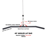 A HOG LEGS 'Hog Wild' Workout Cable Attachment gone Fat! hangs by a wire, displaying gym details, with red arrows showing spinning motion and "LIVE ACTION" below.