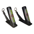 The HOG LEGS Jawbone pair of Fat Grip Gym Handles for Cable features black metal holders with attached rings and angled bases, ideal for enhancing your cable machine workouts.