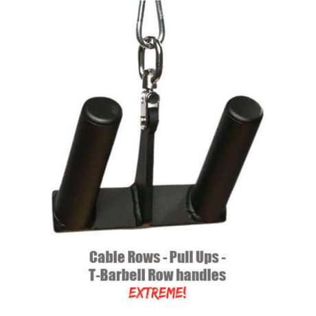 HOG LEGS 'Multi-Row' Low Pulley Cable Row Handles Plus! are perfect for mastering your SEATED ROWS, Cable Rows, Pull-Ups, and T-Bar Row Handles to achieve peak performance.