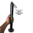 A hand holds a HOG LEGS Weight Load Pin / Weight Plate Holder, made of black metal with "HOG LEGS" text and a carabiner on top, ideal for strength training, set against a black background.