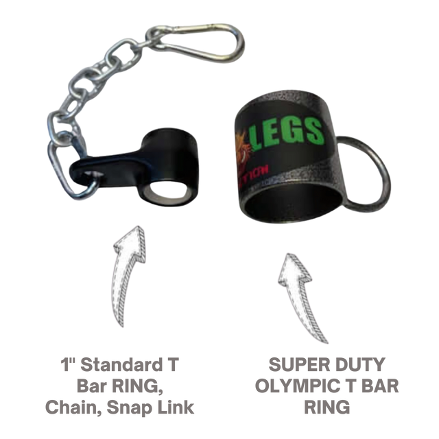 HOG LEGS 'multi-row' Low Pulley Cable Row Handles Plus - Olympic T-barbell Ring - Chain & Snap Link